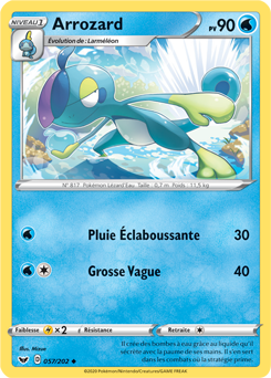 Carte Pokémon Peu commune Arrozard 57/202 de la série Épée et Bouclier