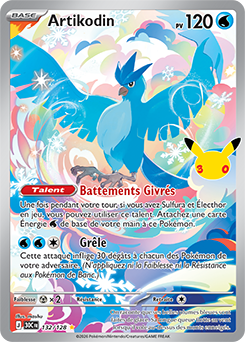 Carte Pokémon Illustration rare Artikodin 132/128 de la série 30e Anniversaire