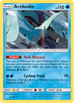 Carte Pokémon Holographique Rare Artikodin 32/181 de la série Duo de Choc
