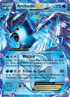 Carte Pokémon Artikodin EX 25/135 de la série Tempête Plasma en vente au meilleur prix