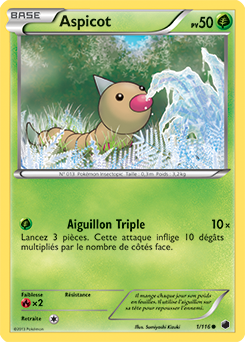 Carte Pokémon Aspicot 1/116 de la série Glaciation Plasma en vente au meilleur prix