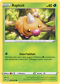 Carte Pokémon Aspicot 001/185 de la série Voltage Éclatant en vente au meilleur prix