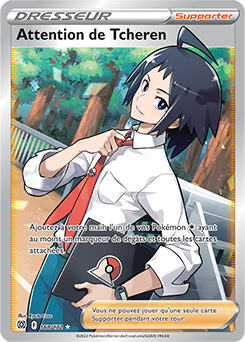 Carte Pokémon Dresseur Full Art Attention de Tcheren 168/172 de la série Stars Étincelantes