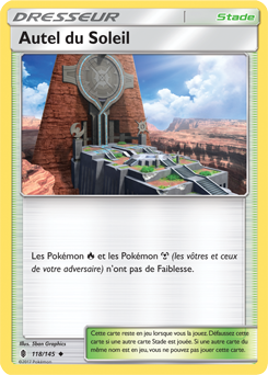 Carte Pokémon Autel du Soleil 118/145 de la série Gardiens Ascendants en vente au meilleur prix