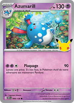 Carte Pokémon Communes Azumarill 068/128 de la série 30e Anniversaire