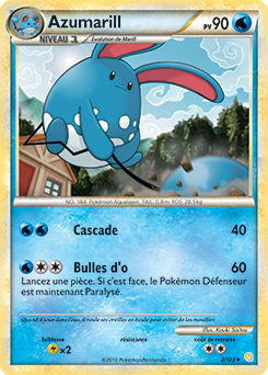 Carte Pokémon Holographique Rare Azumarill 2/123 de la série HeartGold SoulSilver