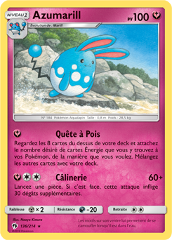 Carte Pokémon Azumarill 136/214 de la série Tonnerre Perdu en vente au meilleur prix