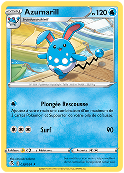 Carte Pokémon Rare Azumarill 59/264 de la série Poing de Fusion