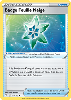 Carte Pokémon Badge Feuille Neige 159/203 de la série Évolution Céleste en vente au meilleur prix