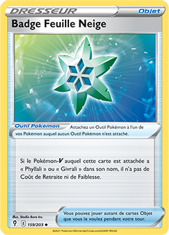 Carte Pokémon Peu commune Badge Feuille Neige 159/203 de la série Évolution Céleste