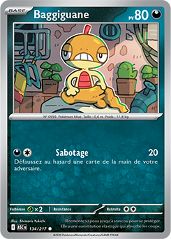 Carte Pokémon Baggiguane 134/217 de la série Héros Transcendants en vente au meilleur prix