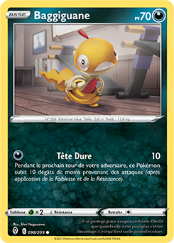 Carte Pokémon Communes Baggiguane 98/203 de la série Évolution Céleste