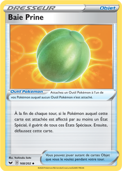 Carte Pokémon Peu commune Baie Prine 168/202 de la série Épée et Bouclier