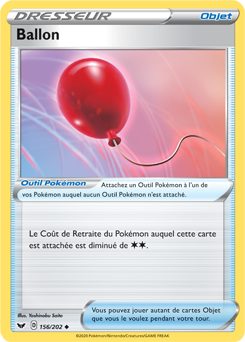 Carte Pokémon Peu commune Ballon 156/202 de la série Épée et Bouclier