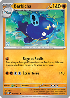 Carte Pokémon Peu commune Barbicha 109/197 de la série Flammes Obsidiennes