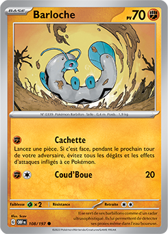 Carte Pokémon Barloche 108/197 de la série Flammes Obsidiennes en vente au meilleur prix