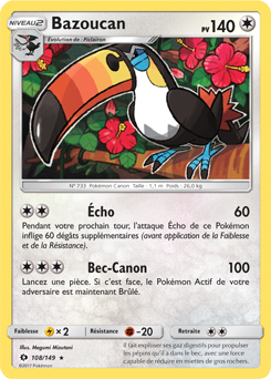 Carte Pokémon Bazoucan 108/149 de la série Soleil & Lune en vente au meilleur prix