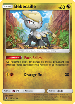 Carte Pokémon Commune Bébécaille 98/145 de la série Gardiens Ascendants