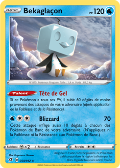 Carte Pokémon Holographique rare Bekaglaçon 54/192 de la série Clash des Rebelles