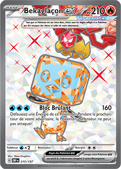 Carte Pokémon Ultra rare Bekaglaçon ex 210/197 de la série Flammes Obsidiennes