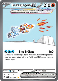 Carte Pokémon Bekaglaçon ex 222/197 de la série Flammes Obsidiennes en vente au meilleur prix