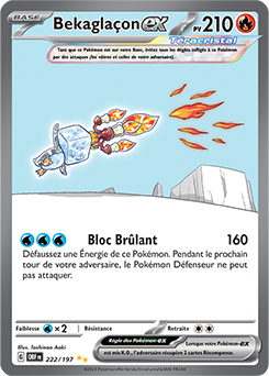 Carte Pokémon Illustration spéciale rare Bekaglaçon ex 222/197 de la série Flammes Obsidiennes