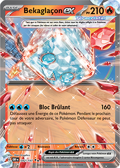 Carte Pokémon Double rare Bekaglaçon ex 42/197 de la série Flammes Obsidiennes
