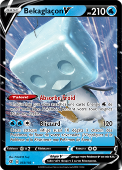 Carte Pokémon Ultra rare V Bekaglaçon V 55/192 de la série Clash des Rebelles