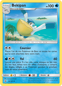 Carte Pokémon Peu commune Bekipan 38/149 de la série Soleil & Lune