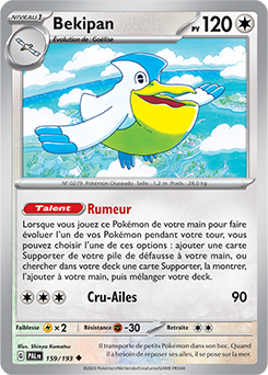 Carte Pokémon Bekipan 159/193 de la série Évolutions à Paldea en vente au meilleur prix