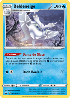 Carte Pokémon Holographique rare Beldeneige 64/202 de la série Épée et Bouclier