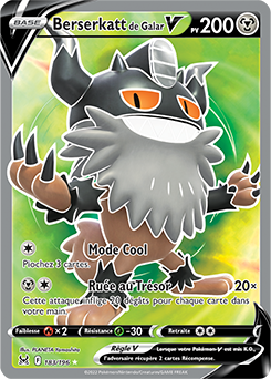 Carte Pokémon Full Art V Berserkatt de Galar V 183/196 de la série Origine Perdue