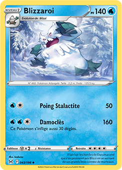 Carte Pokémon Peu commune Blizzaroi 043/196 de la série Origine Perdue