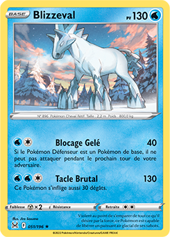 Carte Pokémon Holographique rare Blizzeval 051/196 de la série Origine Perdue