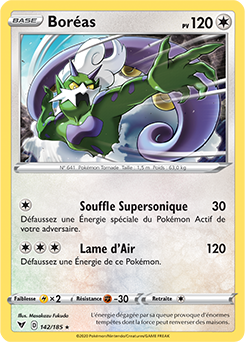 Carte Pokémon Holographique rare Boréas 142/185 de la série Voltage Éclatant