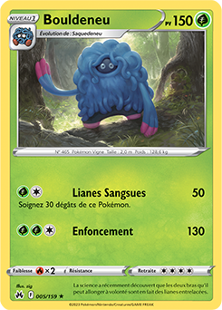 Carte Pokémon Rare Bouldeneu 005/159 de la série Zénith Suprême