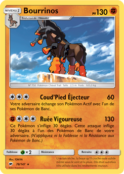 Carte Pokémon Rare Bourrinos 78/147 de la série Ombres Ardentes