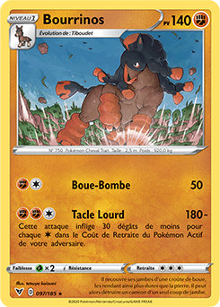Carte Pokémon Bourrinos 097/185 de la série Voltage Éclatant en vente au meilleur prix