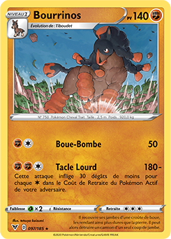 Carte Pokémon Rare Bourrinos 097/185 de la série Voltage Éclatant