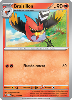 Carte Pokémon Communes Braisillon 13/88 de la série Équilibre Parfait