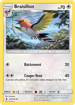 Carte Pokémon Braisillon 110/145 de la série Gardiens Ascendants en vente au meilleur prix