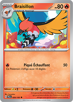 Carte Pokémon Peu commune Braisillon 029/193 de la série Évolutions à Paldea