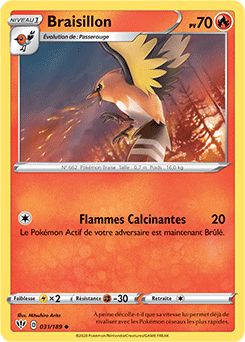 Carte Pokémon Braisillon 31/189 de la série Ténèbres Embrasées en vente au meilleur prix