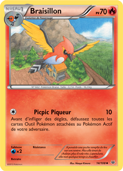 Carte Pokémon Braisillon 14/108 de la série Ciel Rugissant en vente au meilleur prix
