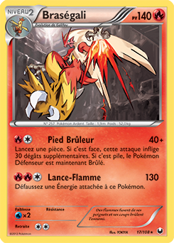 Carte Pokémon Holographique Rare Braségali 17/108 de la série Explorateurs Obscurs