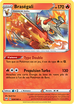 Carte Pokémon Braségali 24/189 de la série Ténèbres Embrasées en vente au meilleur prix