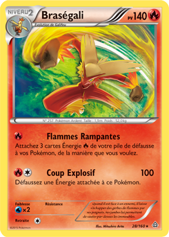 Carte Pokémon Holographique Rare Braségali 28/160 de la série Primo Choc