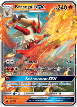 Carte Pokémon Braségali GX 28/168 de la série Tempête Céleste en vente au meilleur prix