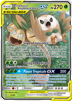 Carte Pokémon Brindibou Noadkoko d’Alola GX 1/236 de la série Harmonie des Esprits en vente au meilleur prix