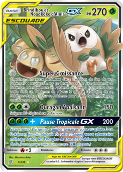 Carte Pokémon Pokémon GX Brindibou Noadkoko d’Alola GX 1/236 de la série Harmonie des Esprits